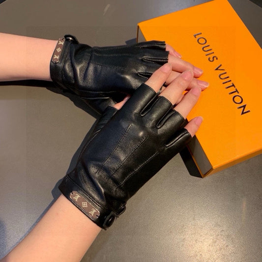 FINGERLESS GLOVES IN BLACK LAMBSKIN 453646 - M