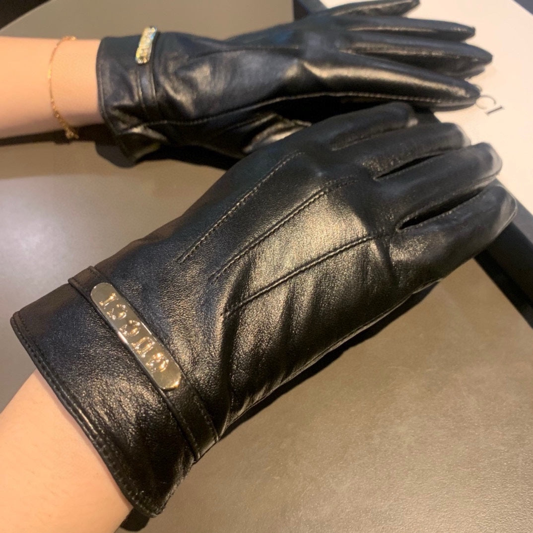 TOUCHSCREEN LAMBSKIN GLOVES BLACK 456312 - M
