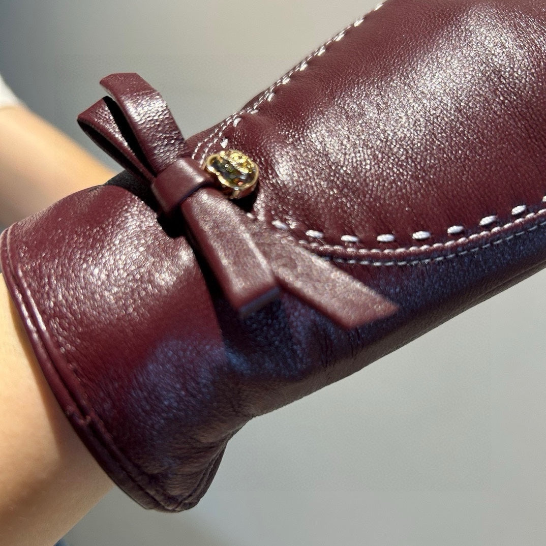 GLOVES IN SANGRIA RED LAMBSKIN 456335 - M
