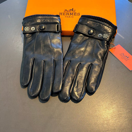 GLOVES WITH BUTTON IN BLACK SHEEPSKIN 456347 - XL