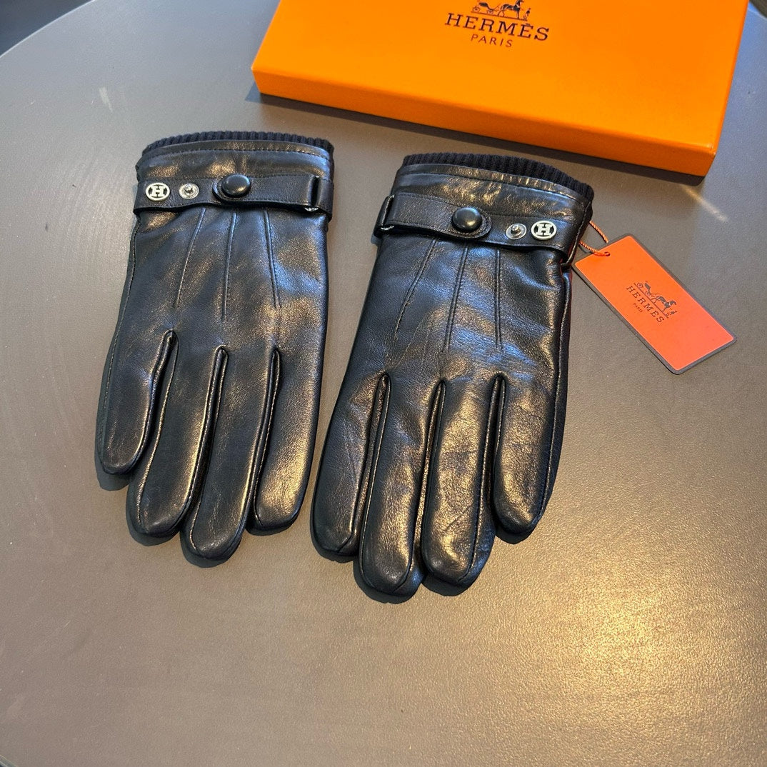 GLOVES WITH BUTTON IN BLACK SHEEPSKIN 456347 - XL