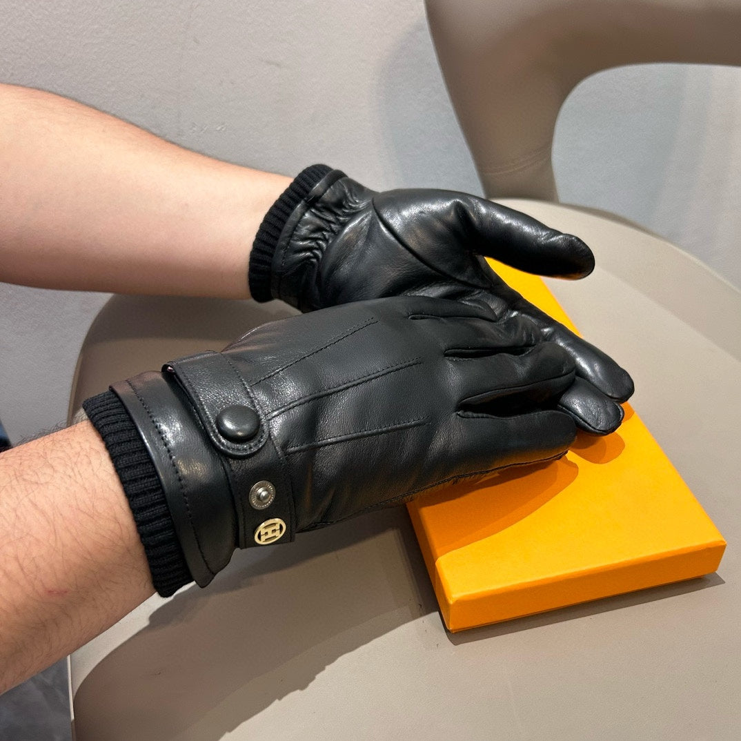 GLOVES WITH BUTTON IN BLACK SHEEPSKIN 456347 - XL