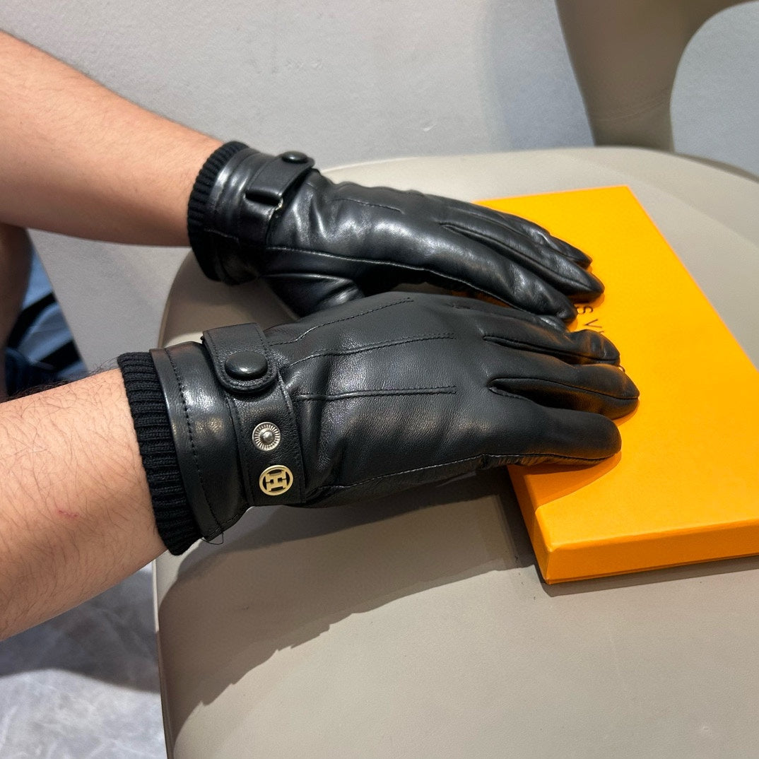 GLOVES WITH BUTTON IN BLACK SHEEPSKIN 456347 - XL