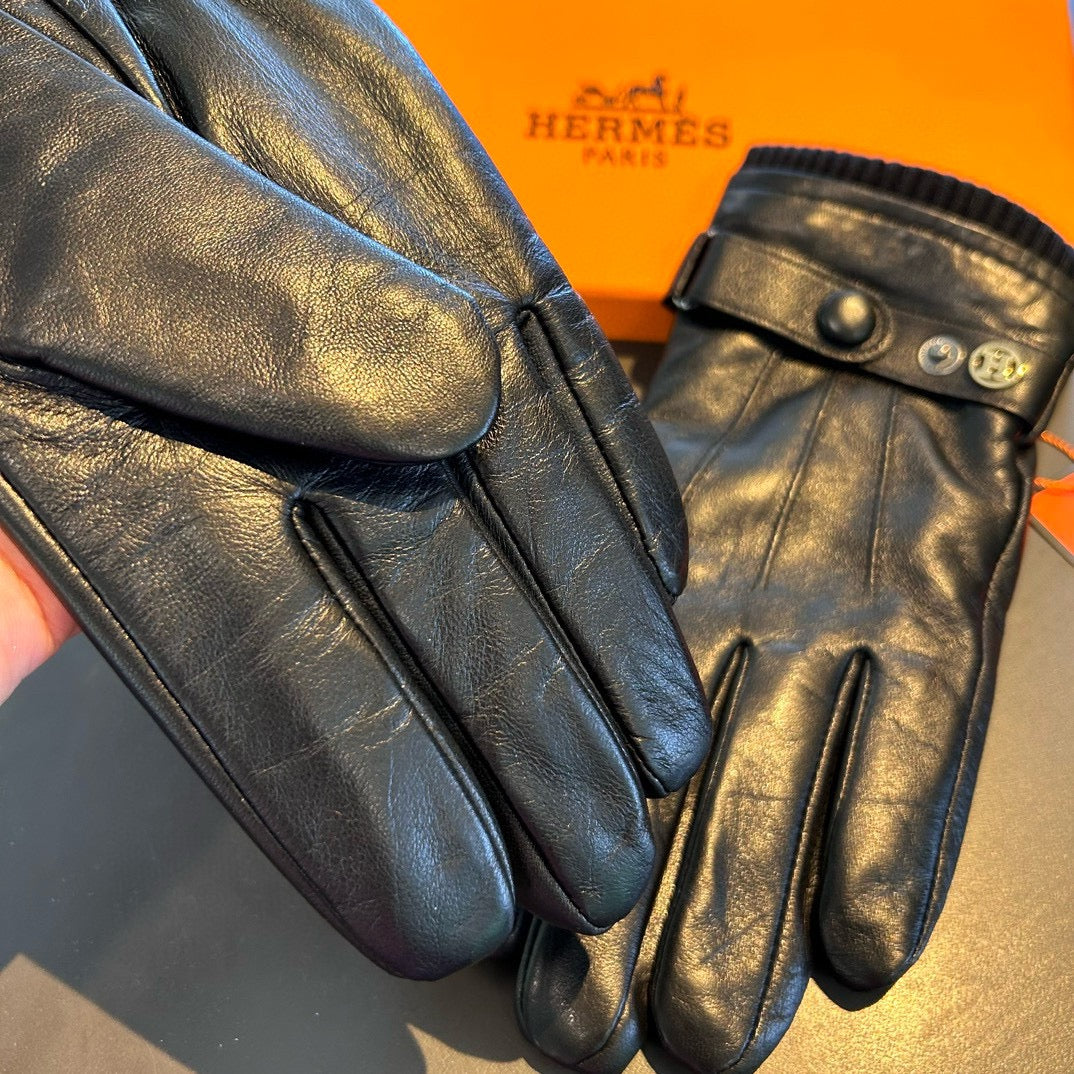 GLOVES WITH BUTTON IN BLACK SHEEPSKIN 456347 - XL