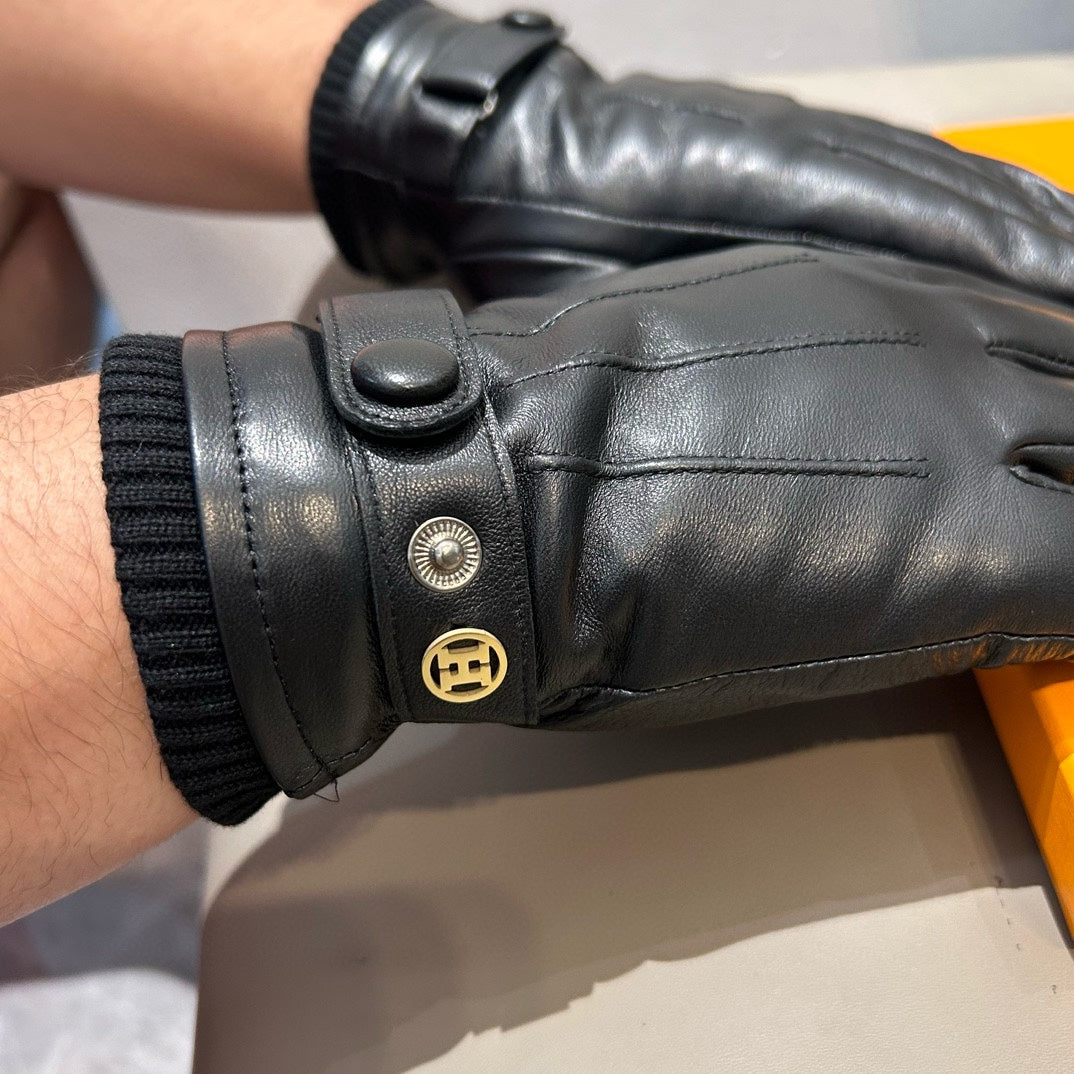 GLOVES WITH BUTTON IN BLACK SHEEPSKIN 456347 - XL