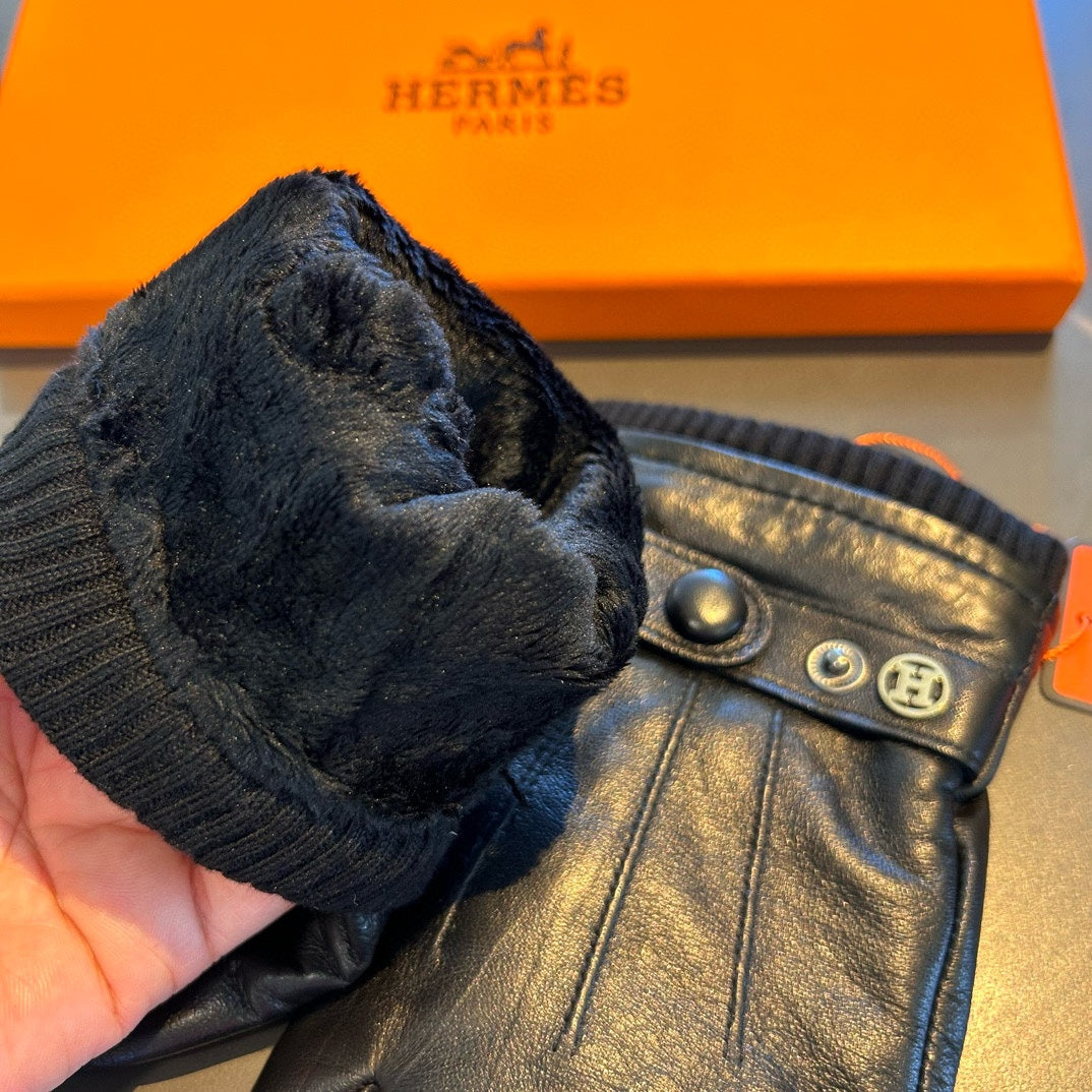 GLOVES WITH BUTTON IN BLACK SHEEPSKIN 456347 - XL
