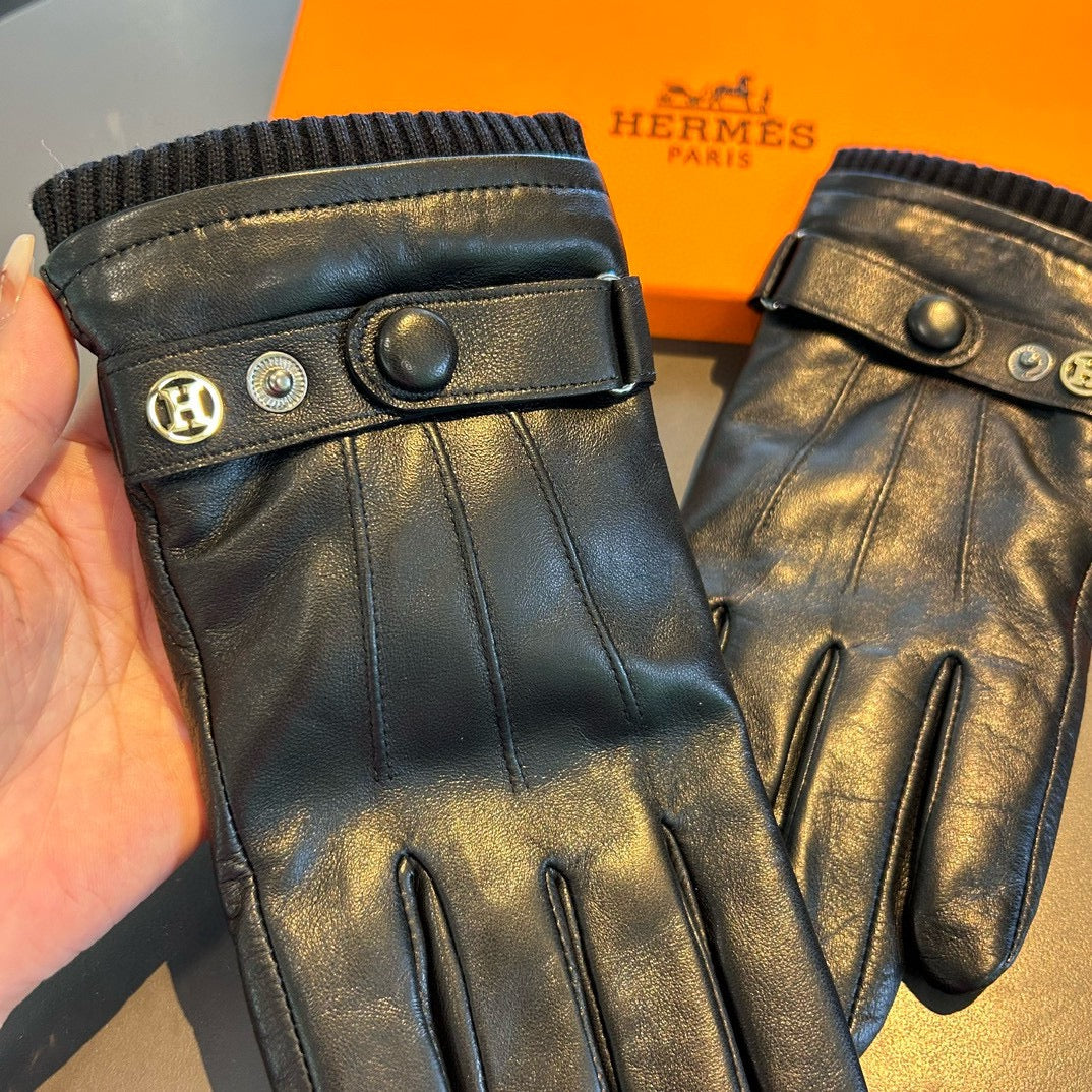 GLOVES WITH BUTTON IN BLACK SHEEPSKIN 456347 - XL