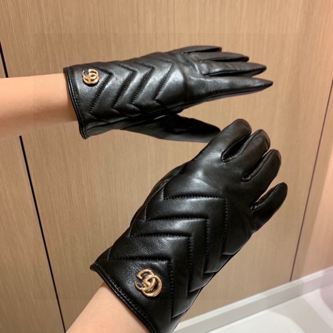 TOUCHSCREEN GLOVES IN BLACK LAMBSKIN AND FABRIC LINING 463861 - M