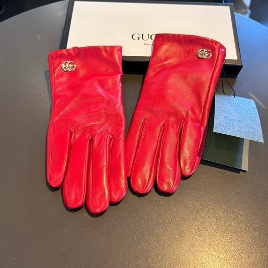 TOUCHSCREEN GLOVES IN RED LAMBSKIN AND SHEARLING LINING 463862 - M