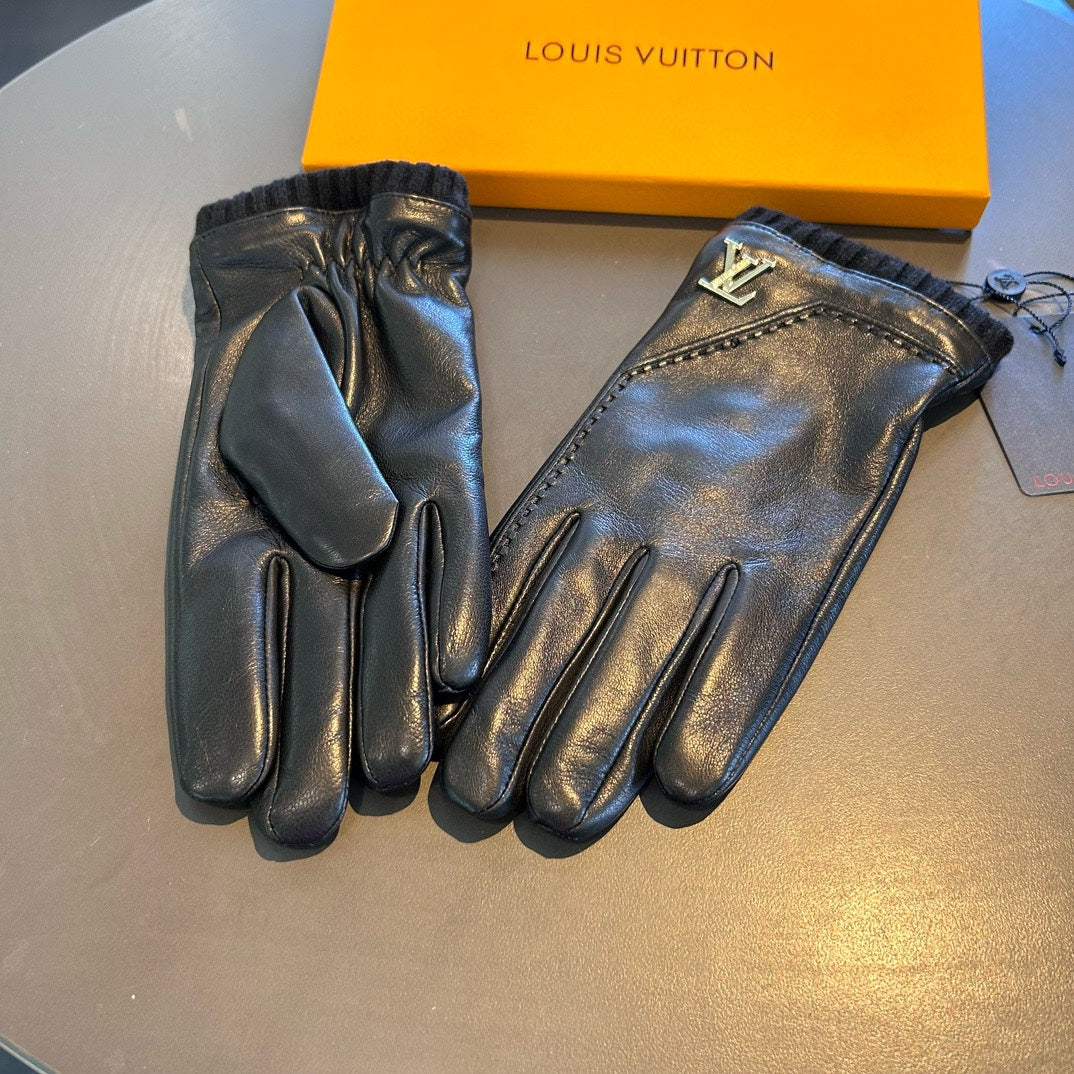 GLOVES IN BLACK LAMBSKIN WITH GOLD LOGO 465009 - XL