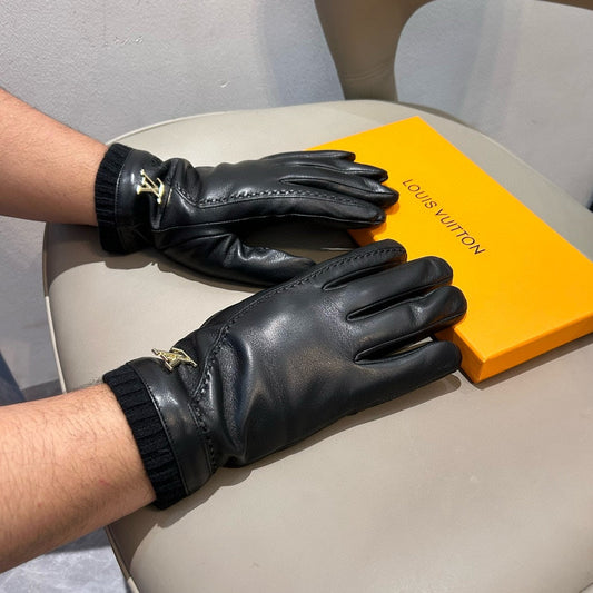 GLOVES IN BLACK LAMBSKIN WITH GOLD LOGO 465009 - XL