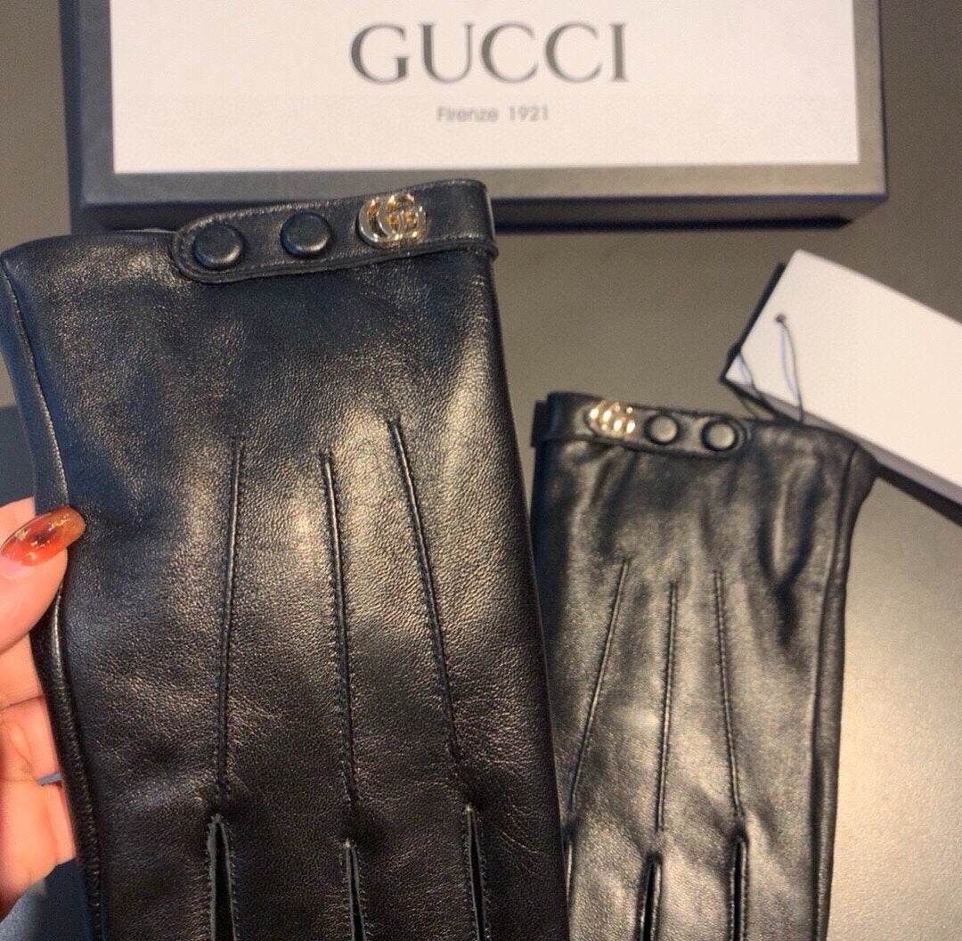 GLOVES WITH DOUBLE BUTTONS IN BLACK LAMBSKIN AND FLEECE LINING 465013 - XL