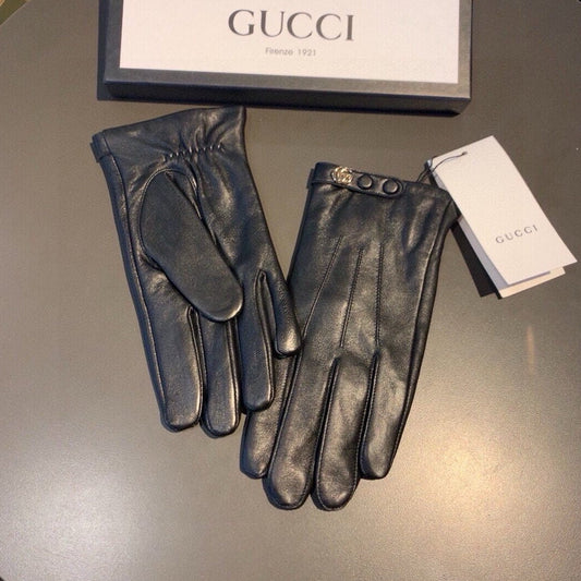 GLOVES WITH DOUBLE BUTTONS IN BLACK LAMBSKIN AND FLEECE LINING 465013 - XL