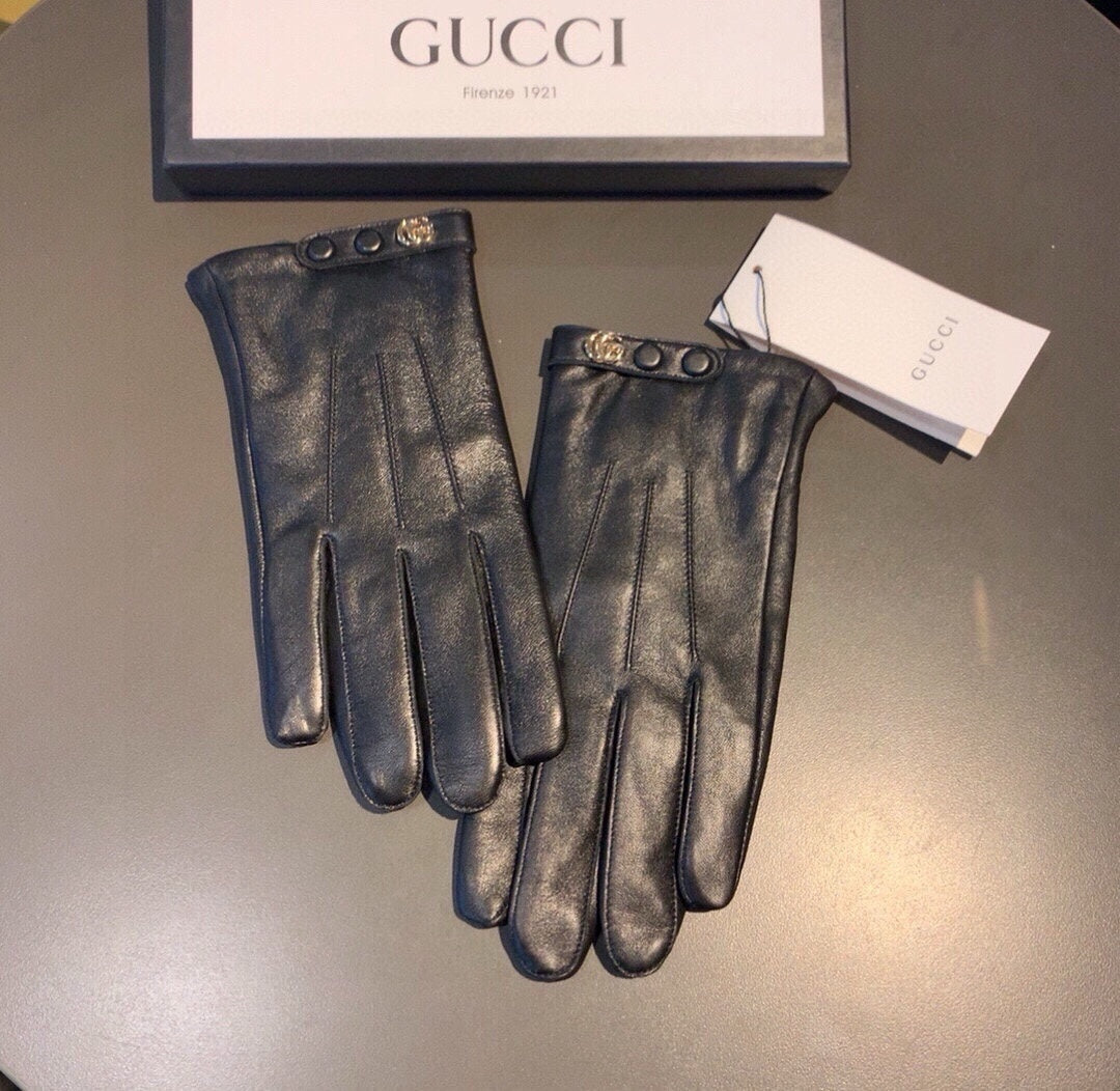 GLOVES WITH DOUBLE BUTTONS IN BLACK LAMBSKIN AND FLEECE LINING 465013 - XL