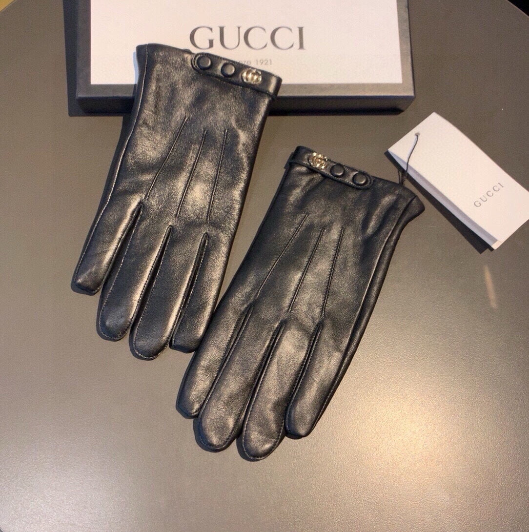 GLOVES WITH DOUBLE BUTTONS IN BLACK LAMBSKIN AND FLEECE LINING 465013 - XL