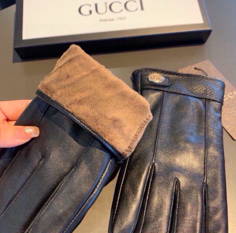 GLOVES IN BLACK CALFSKIN AND FLEECE LINING 465014 - XL
