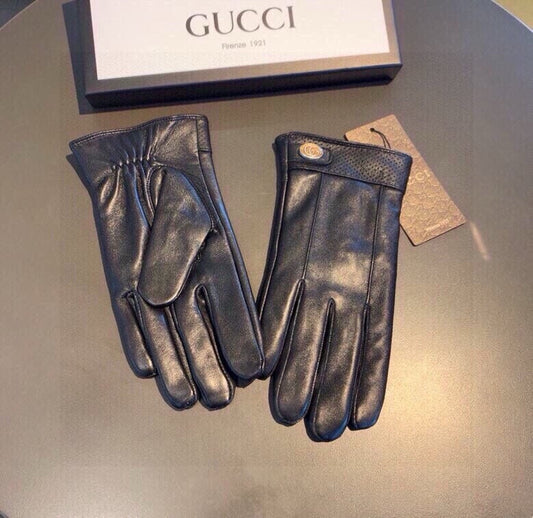 GLOVES IN BLACK CALFSKIN AND FLEECE LINING 465014 - XL