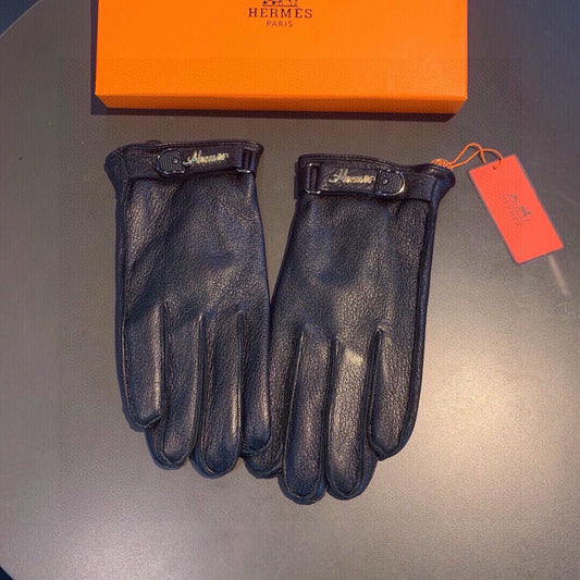 GLOVES IN BLACK DEERSKIN WITH LAMB FUR LINING 465015 - XL