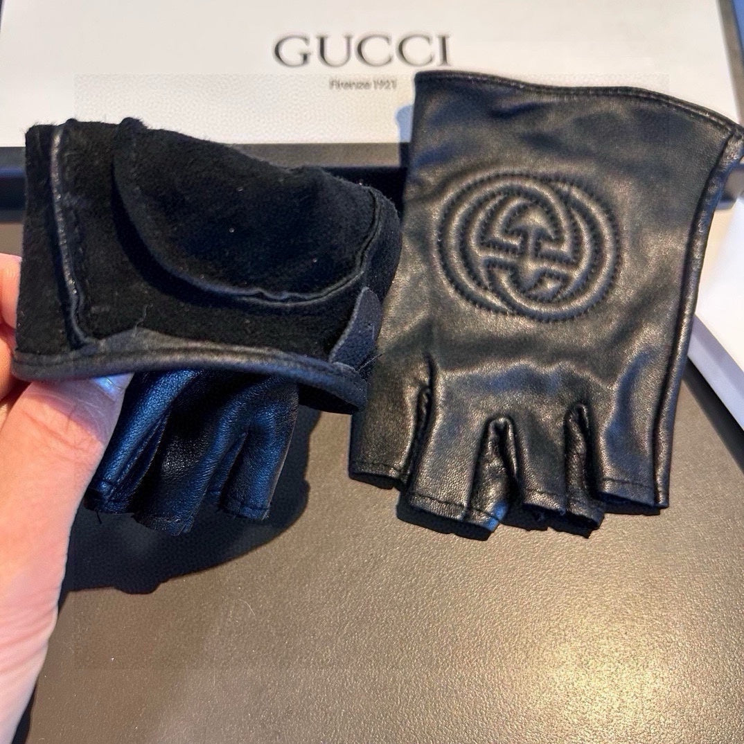 FINGERLESS GLOVES IN BLACK LAMBSKIN AND CASHMERE LINING 465790 - M