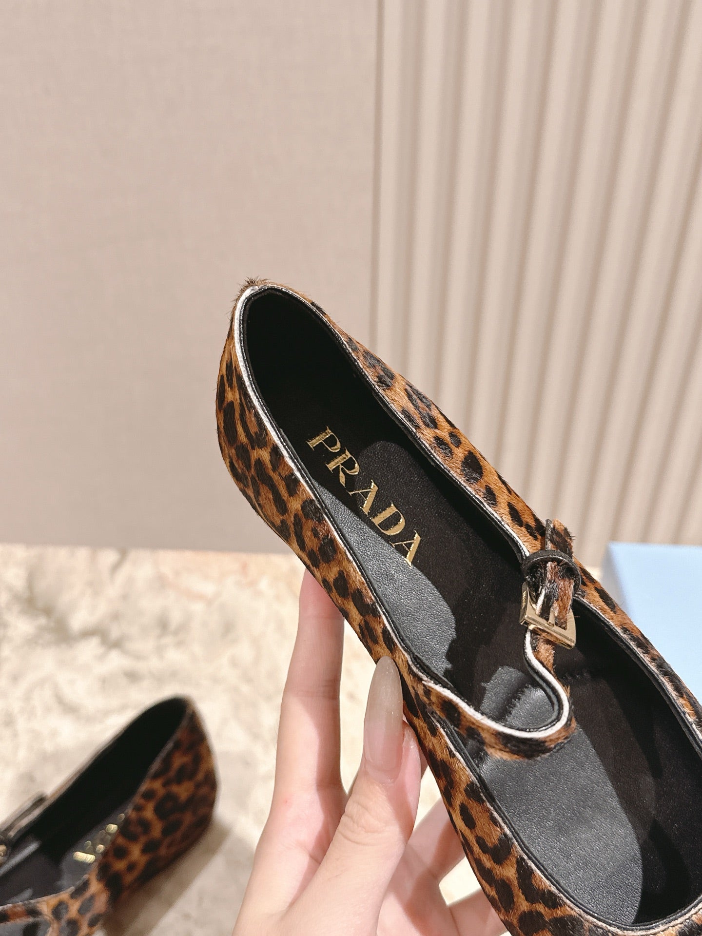 PRADA BALLERINA FLATS IN LEOPARD PRINT LAMBSKIN - 35