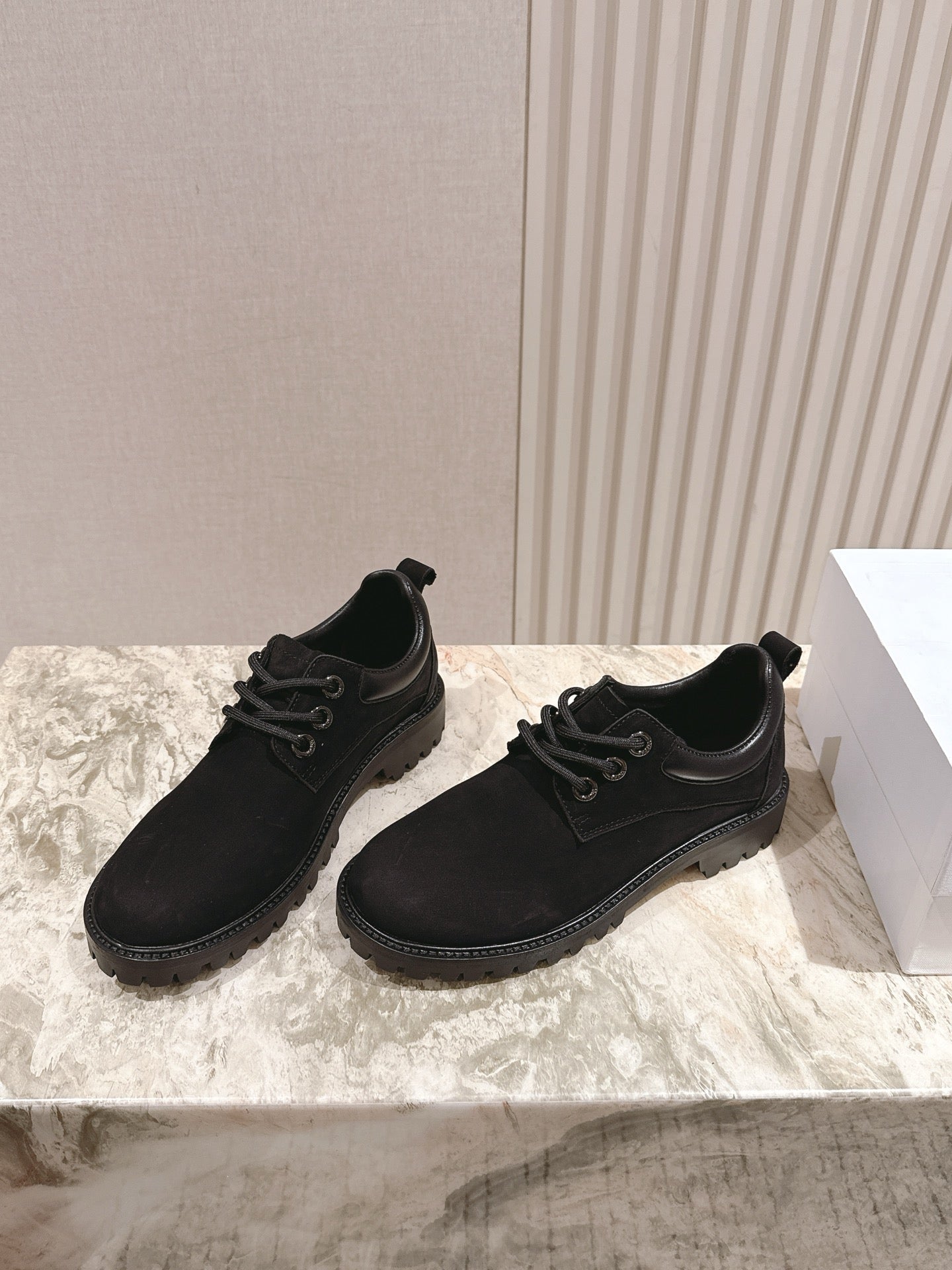 CELINE 25S LOW CUT MARTIN BOOTS IN BLACK CALFSKIN - 35