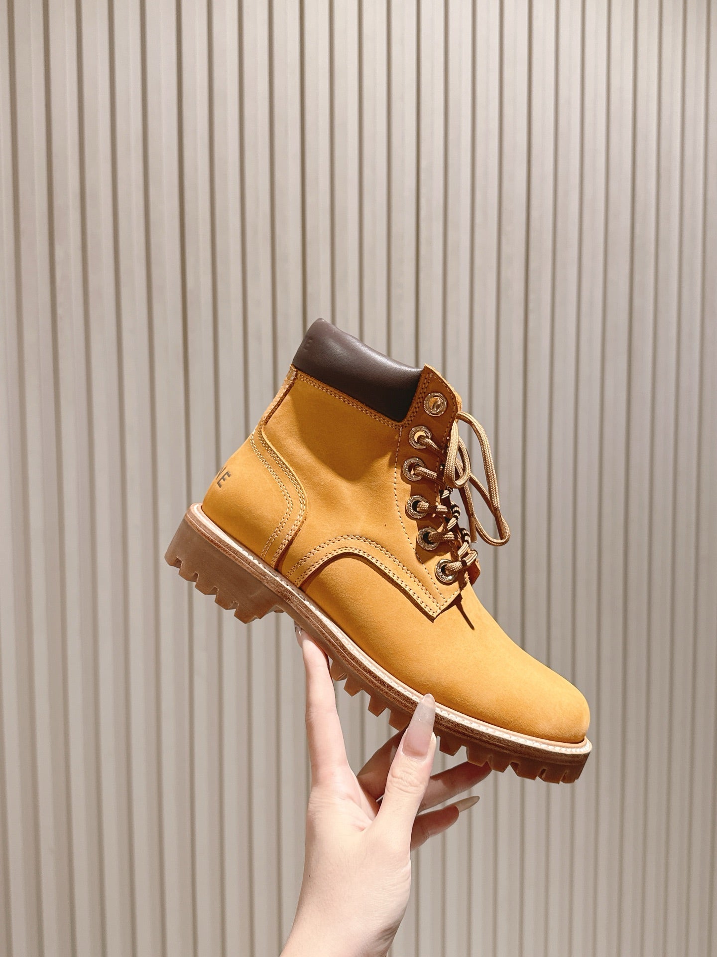 CELINE 25S MARTIN BOOTS IN MEDIUM ORANGE CALFSKIN - 35