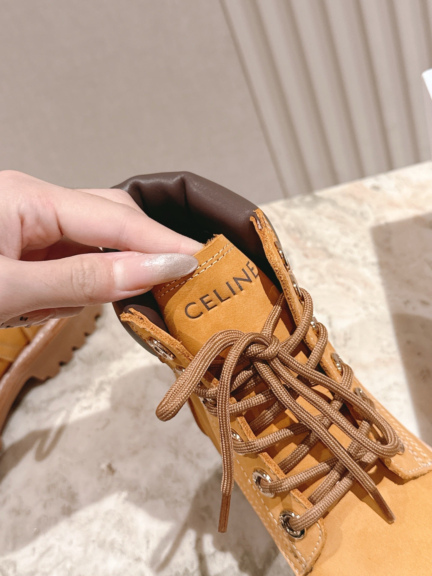 CELINE 25S MARTIN BOOTS IN MEDIUM ORANGE CALFSKIN - 35