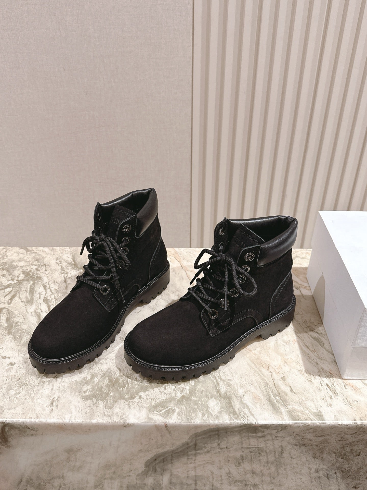 CELINE 25S MARTIN BOOTS IN BLACK CALFSKIN - 35