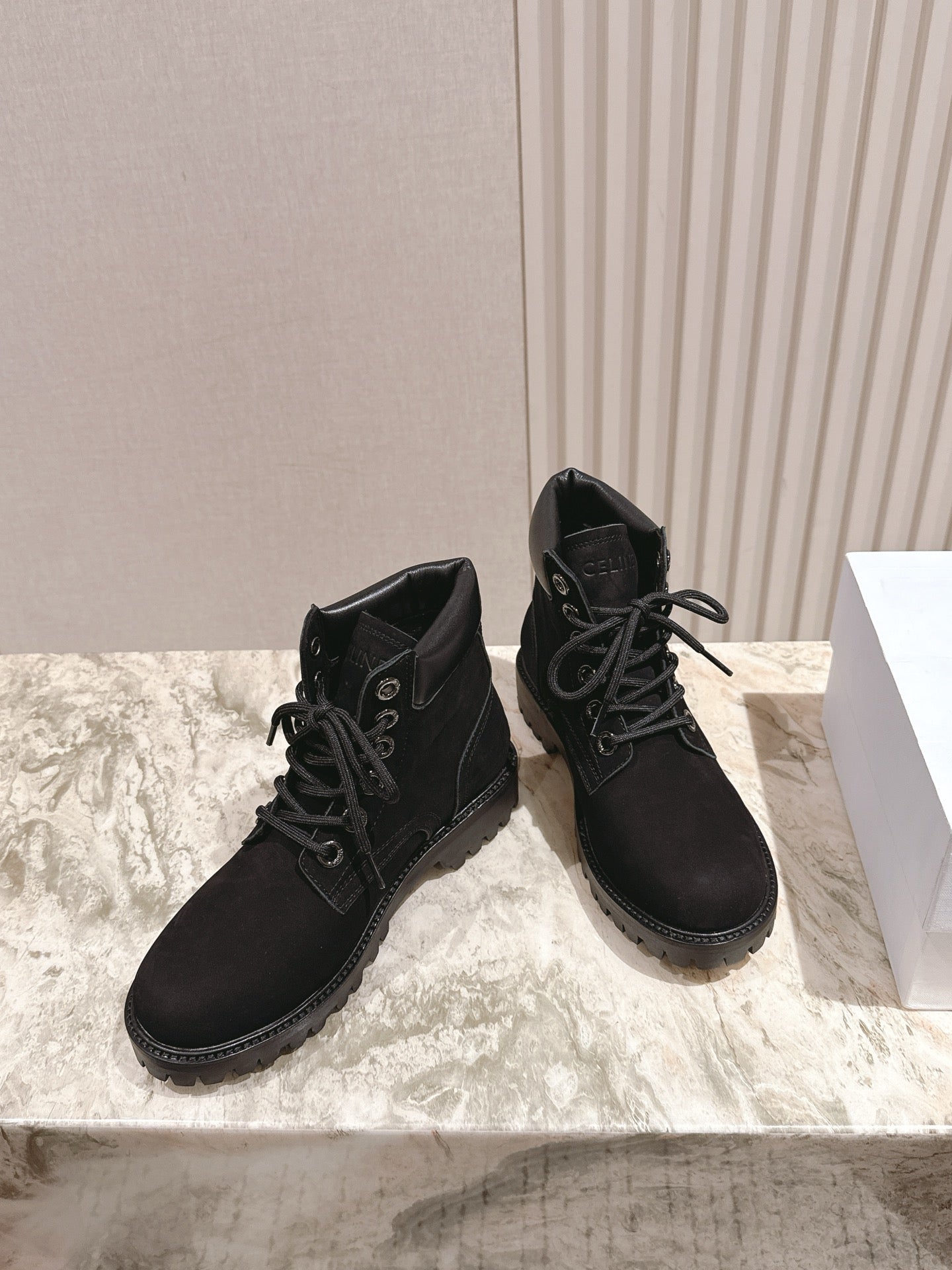 CELINE 25S MARTIN BOOTS IN BLACK CALFSKIN - 35