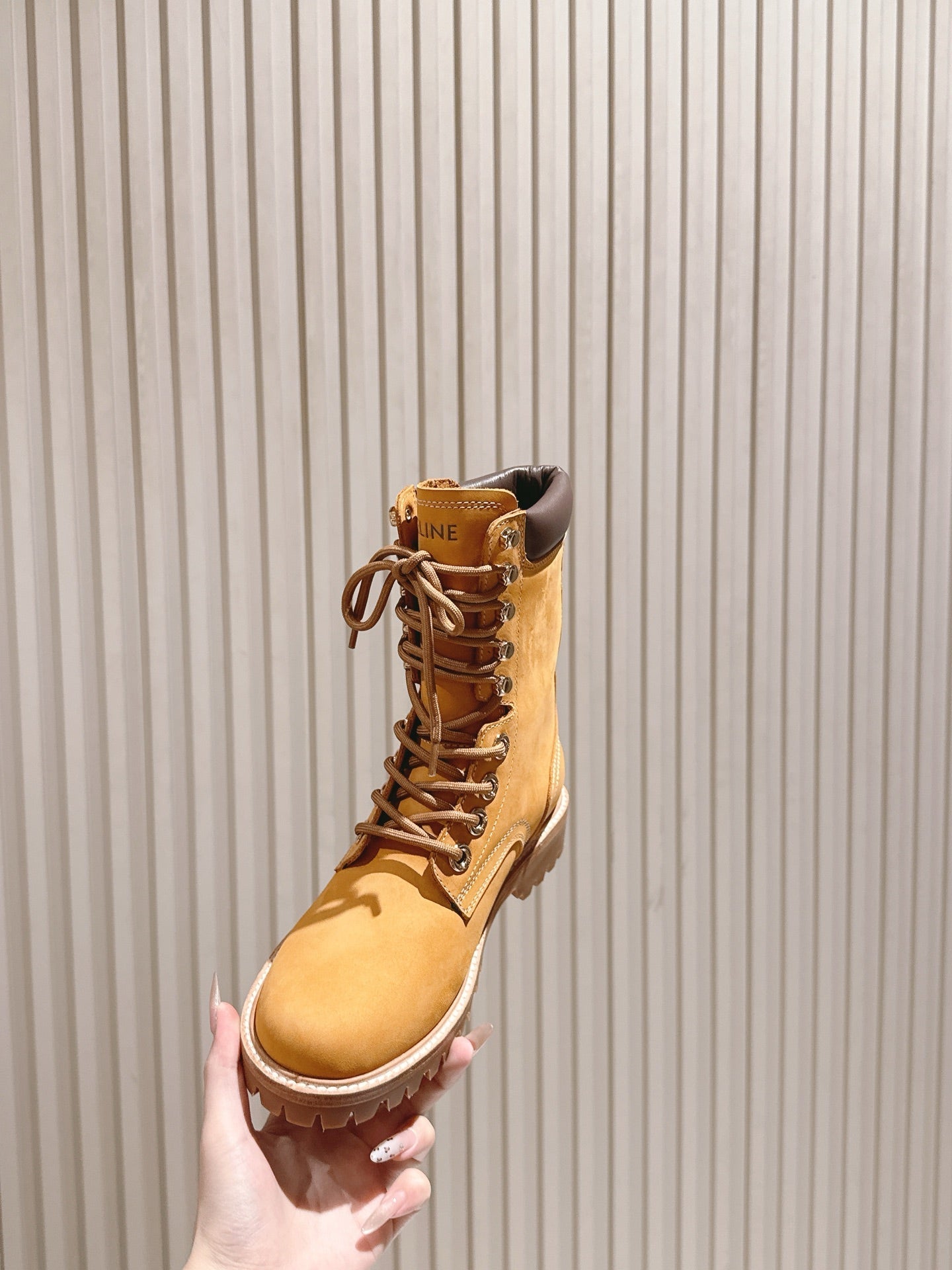 CELINE 25S SHORT MARTIN BOOTS IN MEDIUM ORANGE CALFSKIN - 35