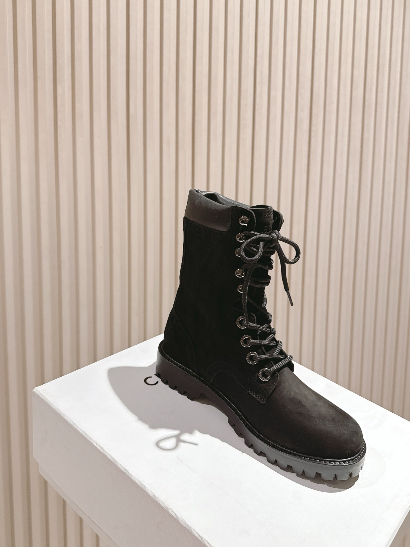 CELINE 25S SHORT MARTIN BOOTS IN BLACK CALFSKIN - 35