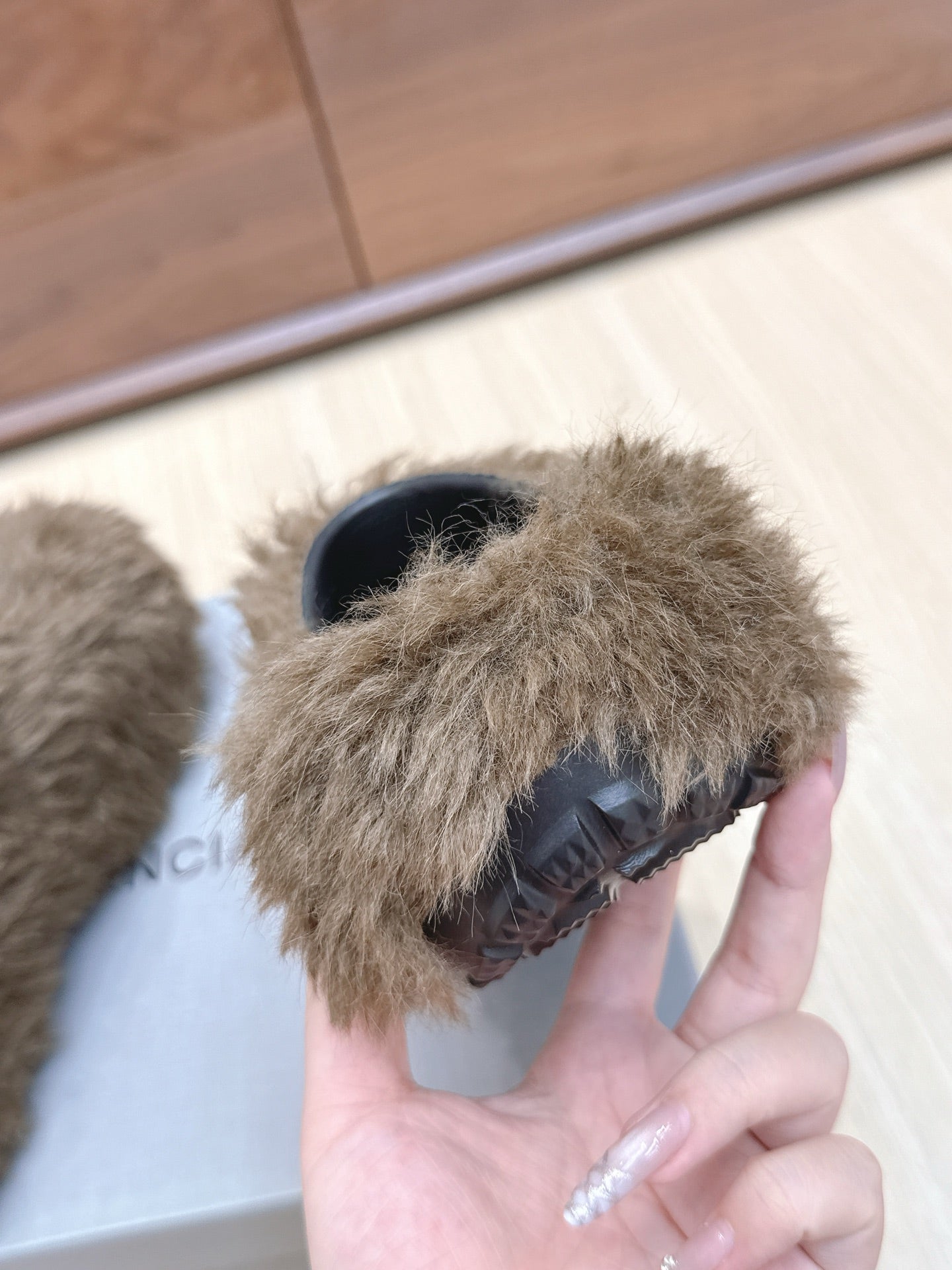BALENCIAGA 25S MULES IN BROWN FAUX FUR - 35
