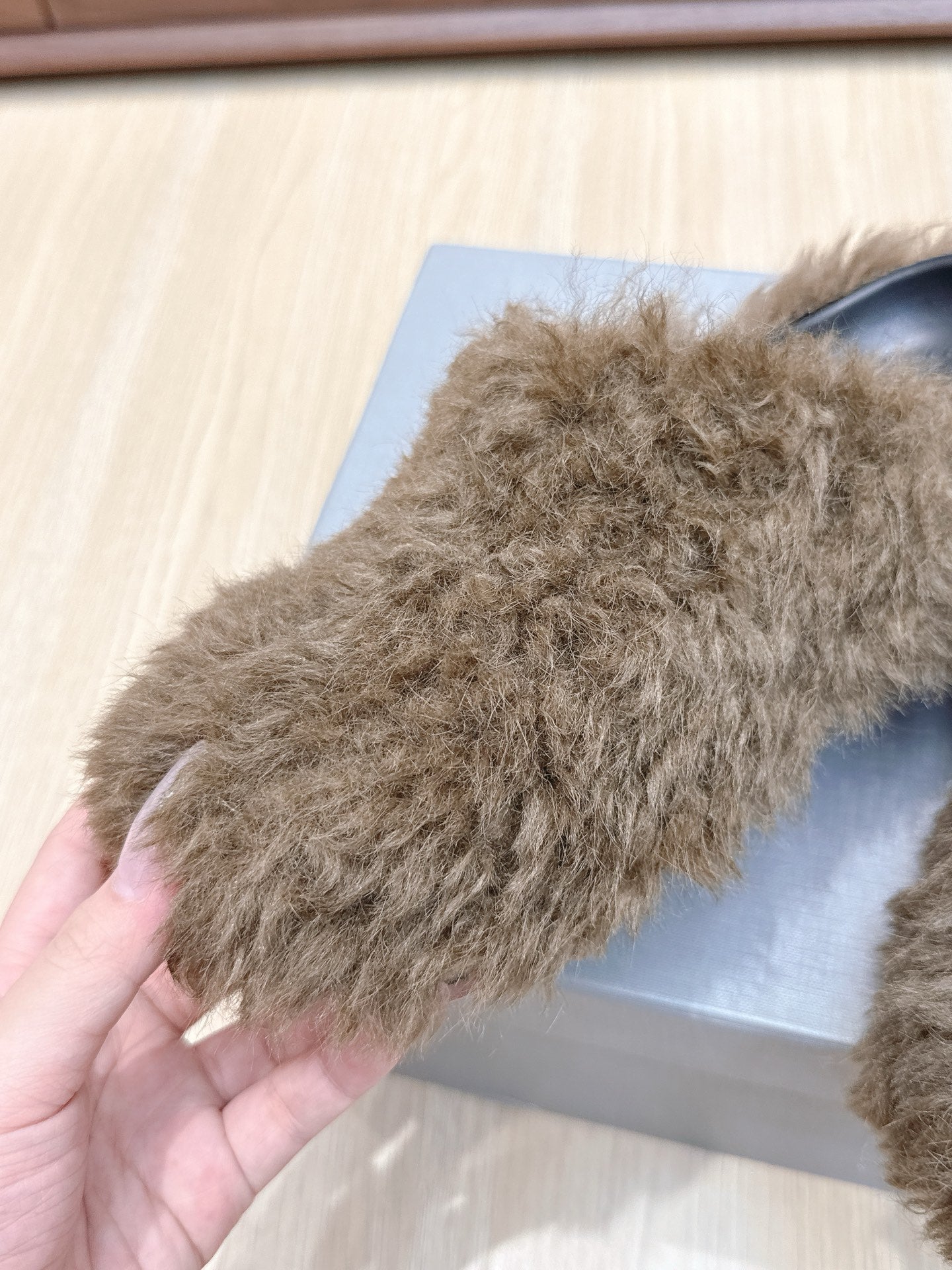 BALENCIAGA 25S MULES IN BROWN FAUX FUR - 35