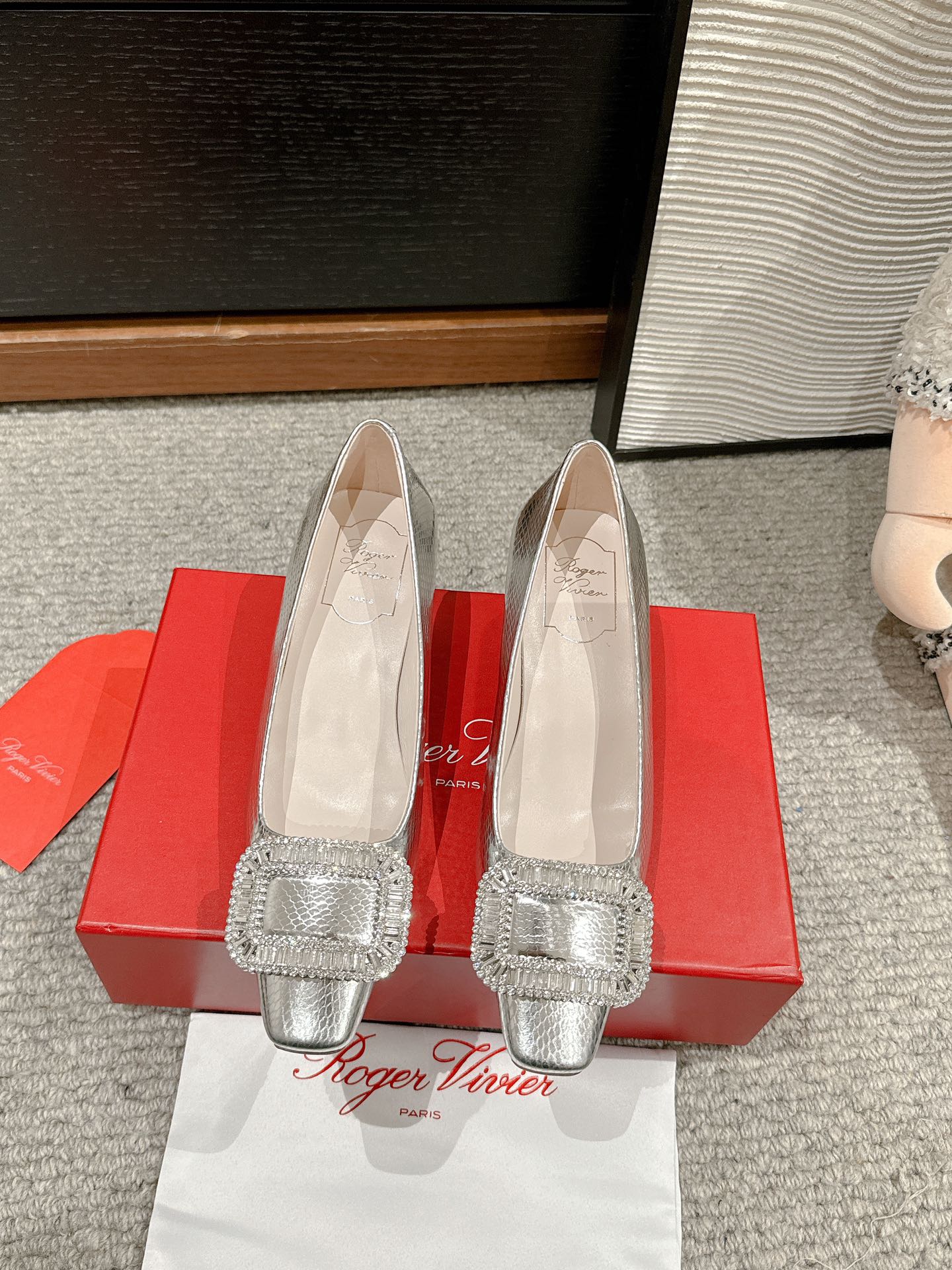BELLE VIVIER PUMPS IN SILVER METALLIC LIZARD EMBOSSED CALFSKIN - 34