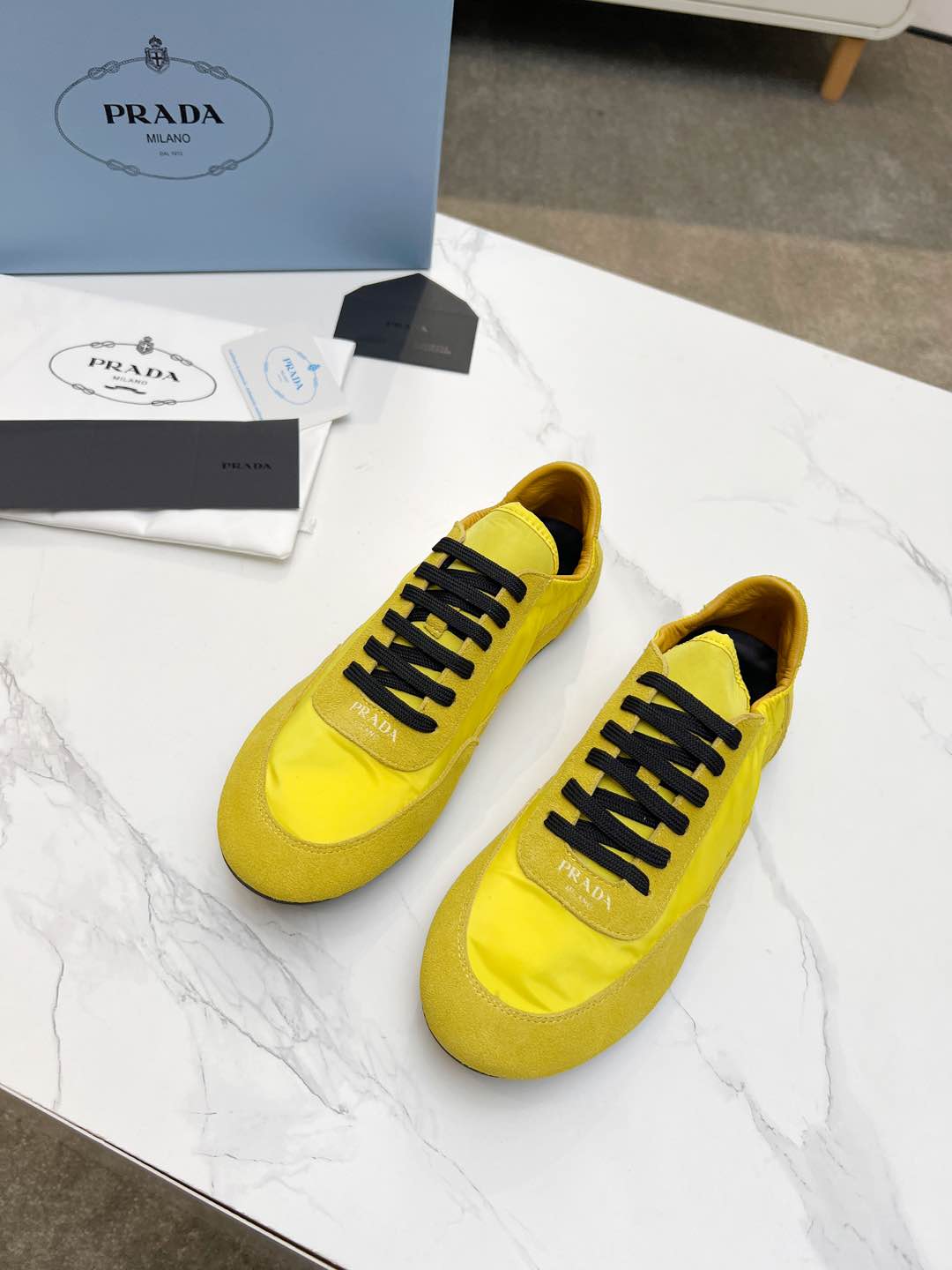 COLLAPSE SNEAKERS IN YELLOW SUEDE AND NYLON - 35