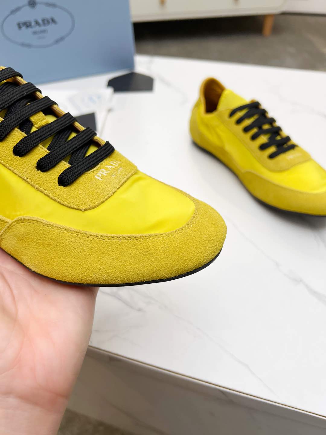 COLLAPSE SNEAKERS IN YELLOW SUEDE AND NYLON - 35