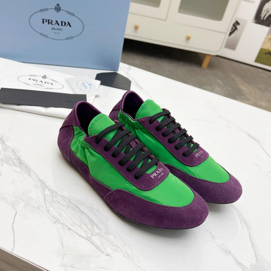 COLLAPSE SNEAKERS IN PURPLE SUEDE AND GREEN NYLON - 35