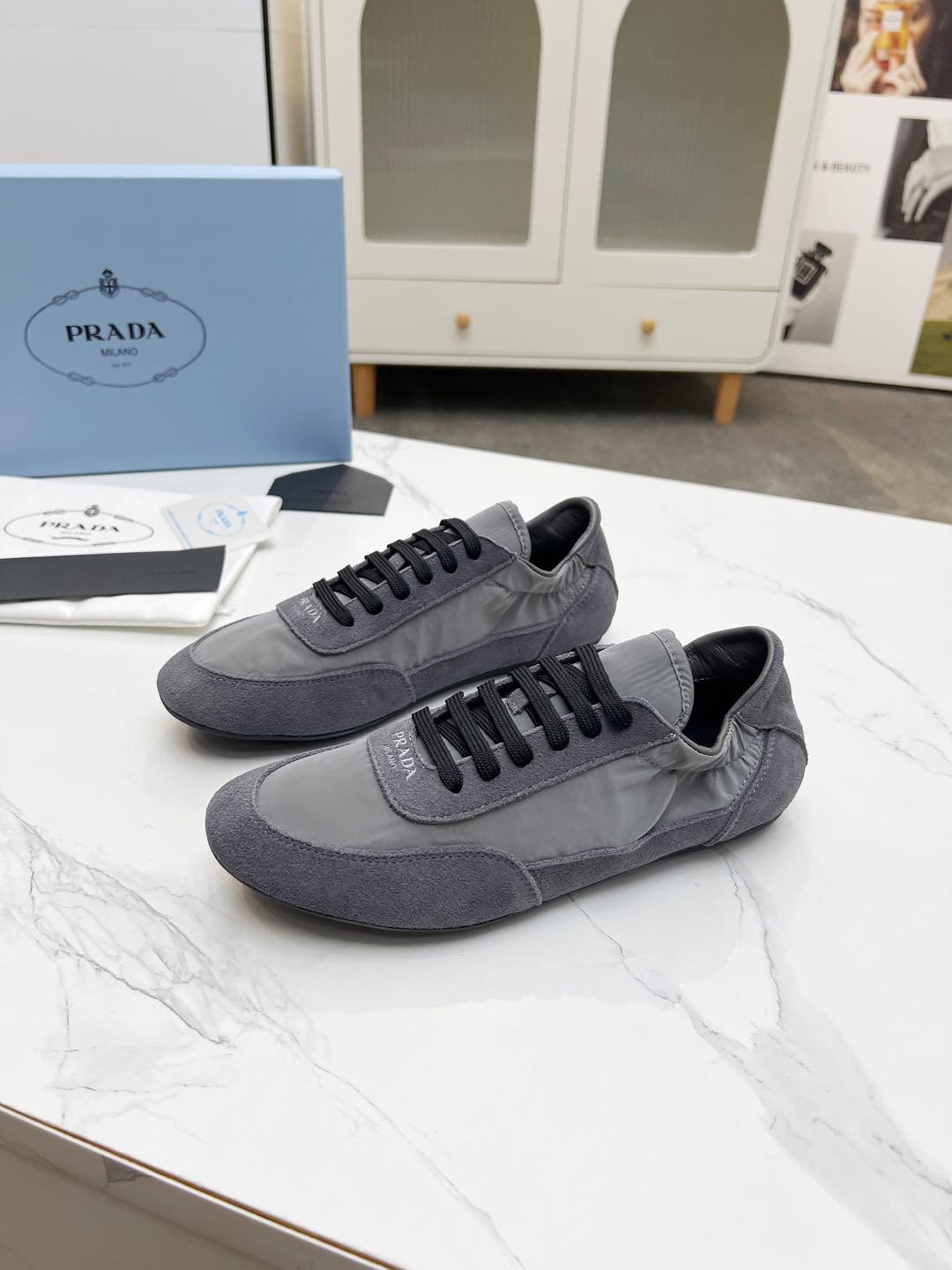 COLLAPSE SNEAKERS IN GRAY SUEDE AND NYLON - 35