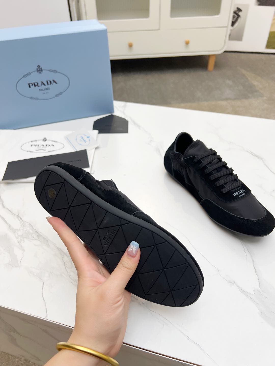 COLLAPSE SNEAKERS IN BLACK SUEDE AND NYLON - 35