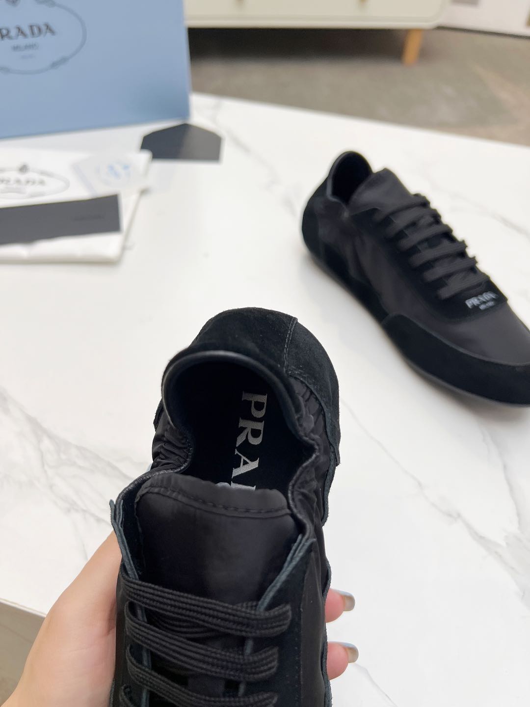 COLLAPSE SNEAKERS IN BLACK SUEDE AND NYLON - 35