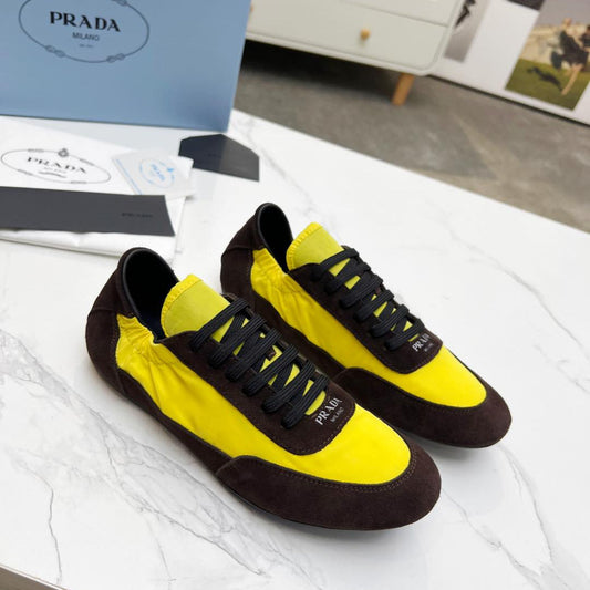 COLLAPSE SNEAKERS IN CHOCOLATE SUEDE AND YELLOW NYLON - 35