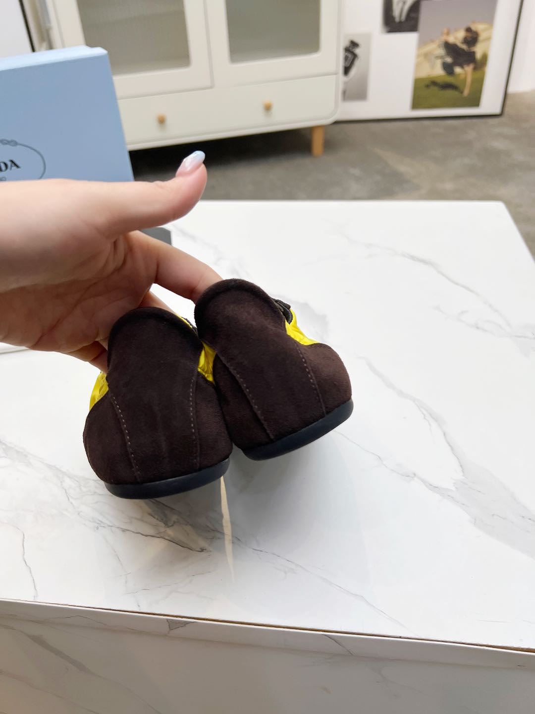 COLLAPSE SNEAKERS IN CHOCOLATE SUEDE AND YELLOW NYLON - 35