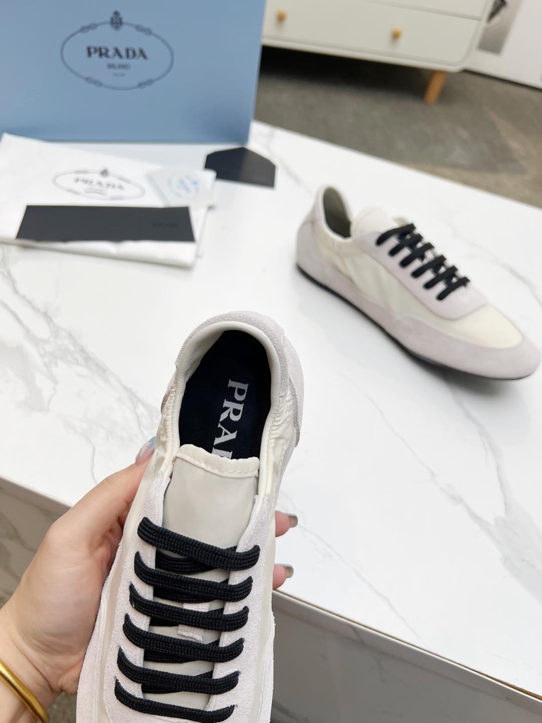 COLLAPSE SNEAKERS IN BEIGE SUEDE AND NYLON - 35