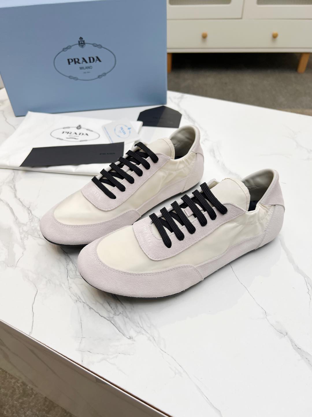 COLLAPSE SNEAKERS IN BEIGE SUEDE AND NYLON - 35