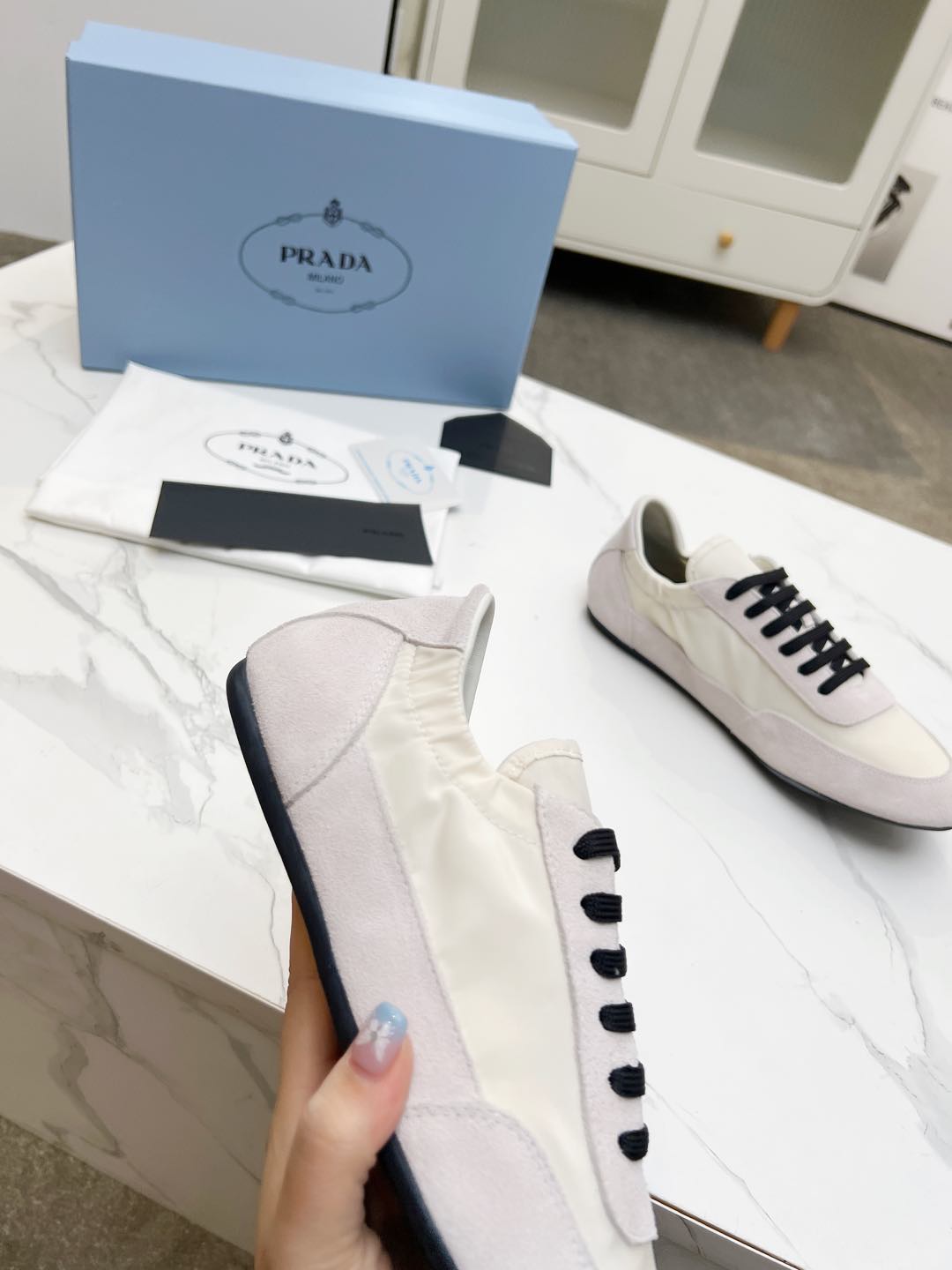COLLAPSE SNEAKERS IN BEIGE SUEDE AND NYLON - 35