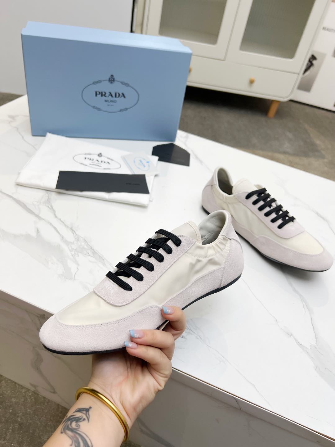 COLLAPSE SNEAKERS IN BEIGE SUEDE AND NYLON - 35