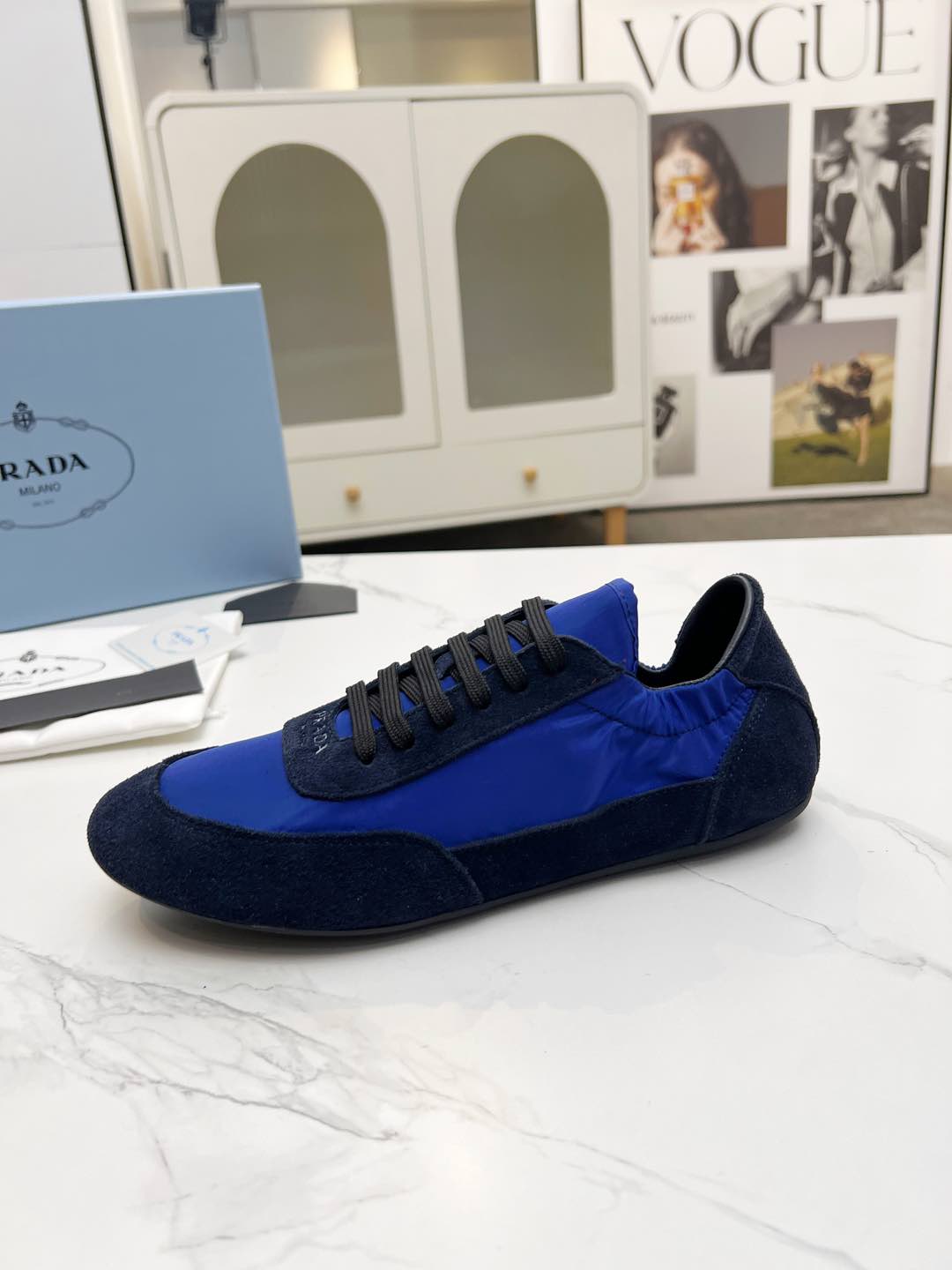 COLLAPSE SNEAKERS IN BLUE SUEDE AND NYLON - 35