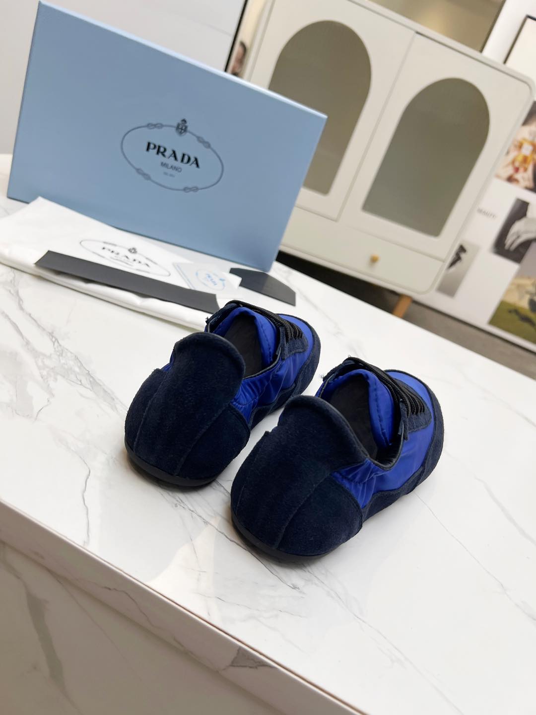 COLLAPSE SNEAKERS IN BLUE SUEDE AND NYLON - 35