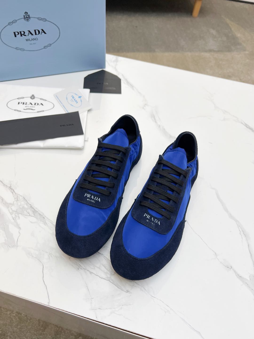 COLLAPSE SNEAKERS IN BLUE SUEDE AND NYLON - 35