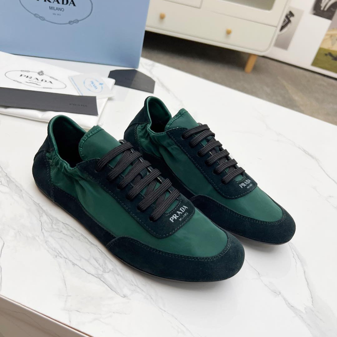 COLLAPSE SNEAKERS IN BLACK SUEDE AND FOREST GREEN NYLON - 35